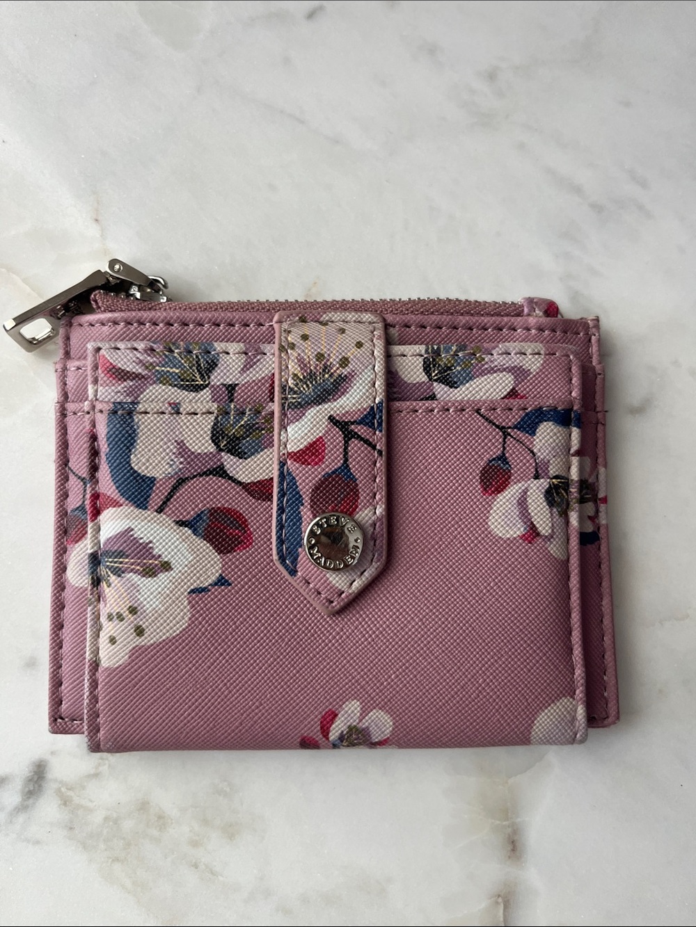 Steve Madden Pink Floral Compact Card Wallet